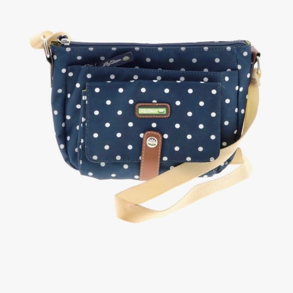 Lily Bloom Handbags - NWOT Lily Bloom Blue and White Polka Dot Crossbody
